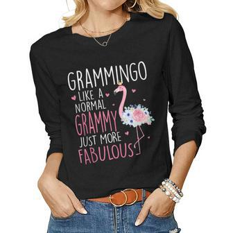 Flamingo Grammingo Like A Normal Grammy Floral Funny Grandma Gift For Women Women Graphic Long Sleeve T-shirt - Thegiftio UK
