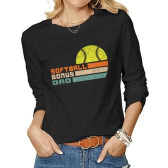 For Mens Softball Bonus Dad From Stepdaughter Stepson Son Women Graphic Long Sleeve T-shirt - Seseable