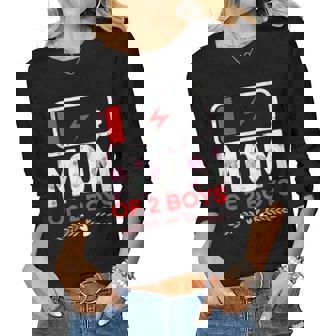 Funny Mom Of 2 Boys From Son Mothers Day Birthday Women Women Graphic Long Sleeve T-shirt - Seseable