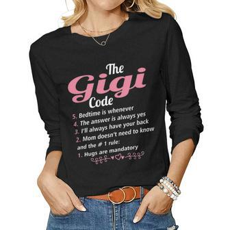 Gigi Grandma Gift The Gigi Code Women Graphic Long Sleeve T-shirt - Seseable