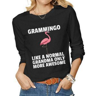 Grammingo Like A Normal Grandma Only More Awesome Flamingo Gift For Womens Gift For Women Women Graphic Long Sleeve T-shirt - Thegiftio UK