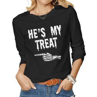 His Her Matching Halloween Costume Women Funny Couples Gift For Women Women Graphic Long Sleeve T-shirt - Thegiftio UK