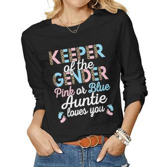 Keeper Of The Gender Auntie Loves You Baby Shower Aunt Women Long Sleeve T-shirt | Mazezy