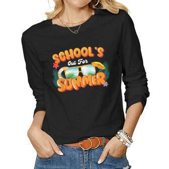 Last Day Of Schools Out For Summer Teacher Boys Girls Women Graphic Long Sleeve T-shirt - Seseable