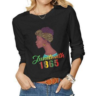 Leopard Junenth Girls Queen Afro Black History For Women Women Graphic Long Sleeve T-shirt - Thegiftio UK