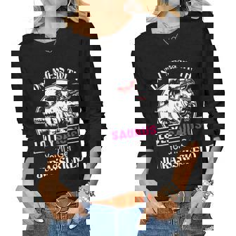 Lolly Grandma Gift Dont Mess With Lollysaurus Women Graphic Long Sleeve T-shirt - Seseable