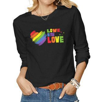Love Is Love 2023 Heart Rainbow Lgbt Gay Lesbian Pride Women Graphic Long Sleeve T-shirt - Thegiftio UK