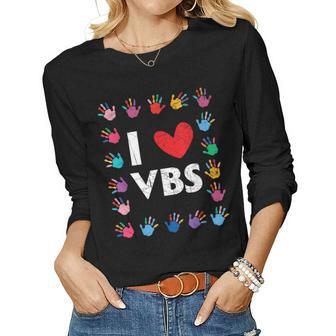 I Love Vbs Vacation Bible School Christian Teacher Women Long Sleeve T-shirt | Mazezy