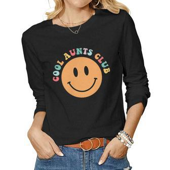 Mothers Day Groovy Auntie Cool Aunts Club 2 Sided Women Graphic Long Sleeve T-shirt - Seseable