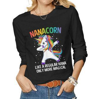 Nanacorn Dabbing Unicorn Nana Funny Grandma Gift For Women Women Graphic Long Sleeve T-shirt - Thegiftio UK
