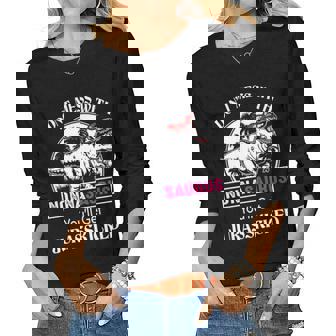 Nonna Grandma Gift Dont Mess With Nonnasaurus Women Graphic Long Sleeve T-shirt | Seseable UK