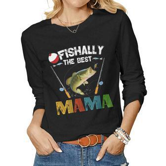 Ofishally The Best Mama Fishing Rod Mommy For Women Women Long Sleeve T-shirt | Mazezy