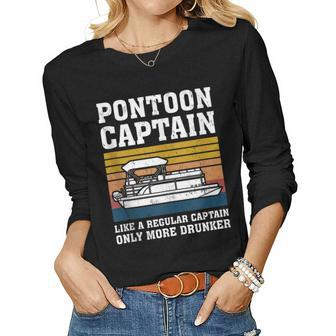 Pontoon Captain Just Like A Normal Captain Only More Drunker Gift For Women Women Graphic Long Sleeve T-shirt - Thegiftio UK