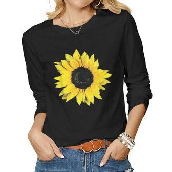 Pretty Oversize Flower Floral Sunflower Graphic Gift For Women Women Graphic Long Sleeve T-shirt - Thegiftio UK