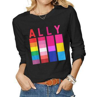 Proud Ally Pride Rainbow Lgbt Ally Women Graphic Long Sleeve T-shirt - Seseable
