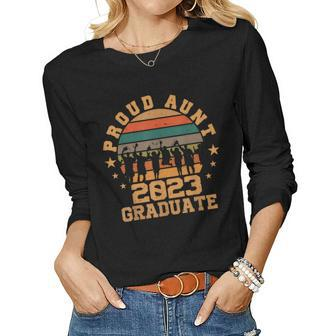 Proud Aunt 2023 Graduate Senior Funny Graduation Women Graphic Long Sleeve T-shirt - Seseable