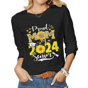 Proud Mom Of A Class Of 2024 Senior 2024 Sunflower Leopard Women Long Sleeve T-shirt | Mazezy