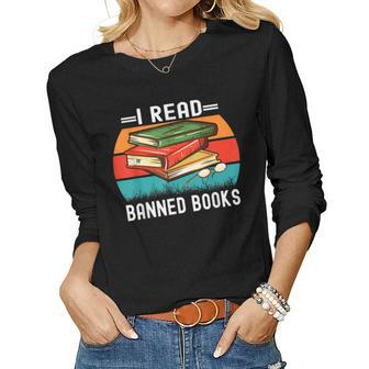 I Read Banned Books Teacher Bookworm Library Read Women Long Sleeve T-shirt | Mazezy