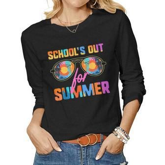 Retro Schools Out For Summer Students Teachers Vacation Women Long Sleeve T-shirt | Mazezy