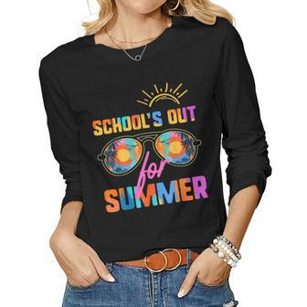 Schools Out For Summer Teachers Vacation Retro 70S 80S Women Long Sleeve T-shirt | Mazezy