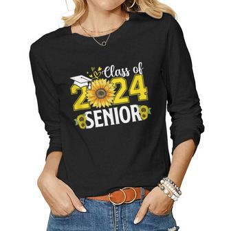 Senior Class Of 2024 Girls Sunflower Print Seniors 2024 Women Long Sleeve T-shirt | Mazezy