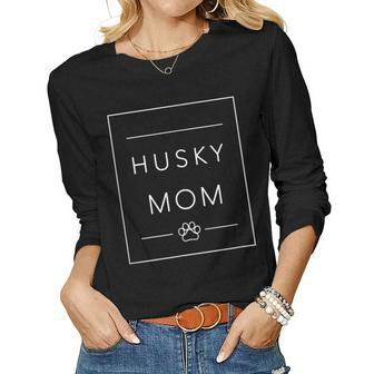 Siberian Husky Lover Dog Mom Minimalist Husky Mom Gift For Women Women Graphic Long Sleeve T-shirt - Thegiftio UK