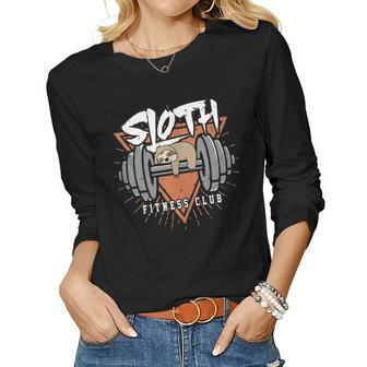 Sloth Fitness Club Sloth Workout Motivation Gift Gift For Women Women Graphic Long Sleeve T-shirt - Thegiftio UK