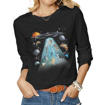 Space Cat Galaxy Cat For Cat Dad Cat Mom Cat Lover Women Long Sleeve T-shirt | Mazezy CA
