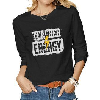Teacher Energy Retro Elementary New Teacher Back To School Women Long Sleeve T-shirt | Mazezy UK