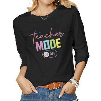 Teacher Mode Off Colors End Of The Year Hello Summer Funny Women Graphic Long Sleeve T-shirt - Thegiftio UK