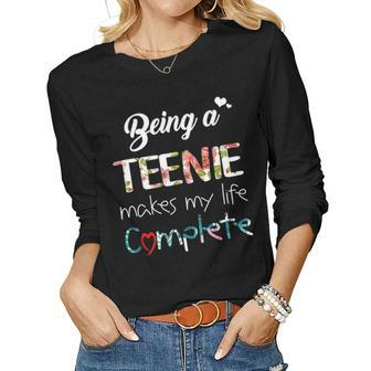 Teenie Grandma Gift Being Anie Makes My Life Complete Women Graphic Long Sleeve T-shirt - Seseable