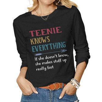 Teenie Grandma Gift Nie Knows Everything Women Graphic Long Sleeve T-shirt - Seseable