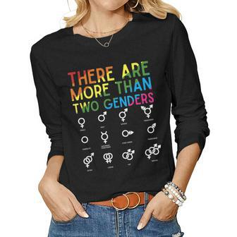 There Are More Than Two Genders Symbols Rainbow Lgbt Flag Gift For Women Women Graphic Long Sleeve T-shirt - Thegiftio UK