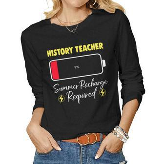 History Teacher Summer Recharge Required Last Day Of School Women Long Sleeve T-shirt | Mazezy
