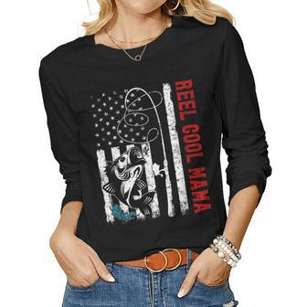 Usa Flag Reel Cool Mama Fishing Fisher Fisherman For Women Women Long Sleeve T-shirt | Mazezy