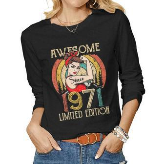 Vintage 51 Year Old Birthday Gifts For Women Best Of 1971 Gift For Women Women Graphic Long Sleeve T-shirt - Thegiftio UK