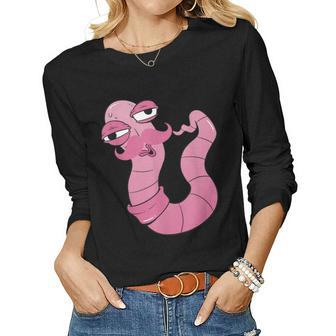 Youre Worm With A Mustache Funny Meme For Men Women Women Graphic Long Sleeve T-shirt - Seseable