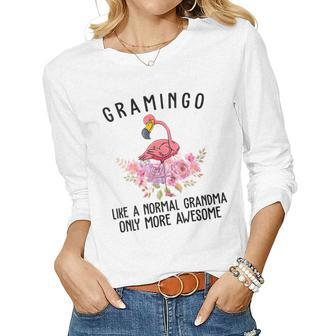 Gramingo Flamingo Like A Normal Grandma Only More Awesome Gift For Womens Gift For Women Women Graphic Long Sleeve T-shirt - Thegiftio UK