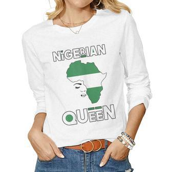 Nigerian Queen Nigeria Flag Africa Nigerian Pride Gift For Womens Gift For Women Women Graphic Long Sleeve T-shirt - Thegiftio UK