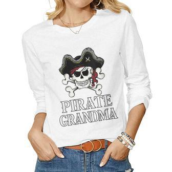 Pirate Grandma Funny Costume Gift For Womens Gift For Women Women Graphic Long Sleeve T-shirt - Thegiftio UK