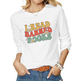 I Read Banned Books Literary Teacher Support Book Readers Women Long Sleeve T-shirt | Mazezy