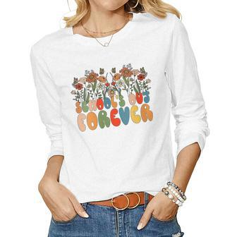 Schools Out Forever Last Day Of School Floral Teacher Women Long Sleeve T-shirt | Mazezy