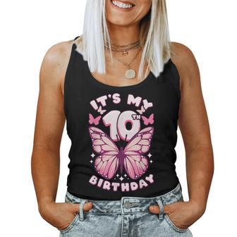 10Th Birthday Girl 10 Years Butterflies And Number 10 Women Tank Top - Monsterry DE