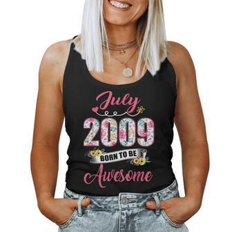 13Th Birthday Floral Born In July 2009 Women Tank Top | Mazezy