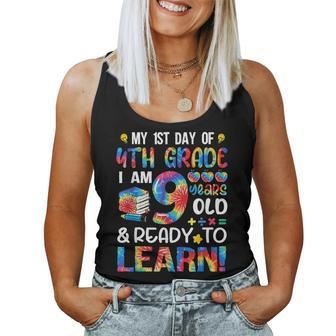1St Day Of 4Th Grade I'm 9 Years Old Tie Dye Back To School Women Tank Top - Seseable