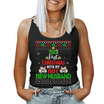 2023 First Christmas With My Hot New Husband Ugly Sweater Women Tank Top | Mazezy