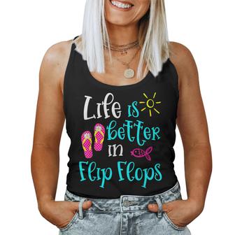 Life Is Better In Flip Flops Cute Women Beach Vacation Group  Women Tank Top Basic Casual Daily Weekend Graphic