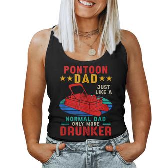 Vintage Pontoon Dad Normal Dad Only More Drunker  Women Tank Top Basic Casual Daily Weekend Graphic