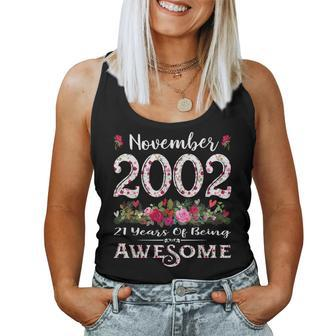 21 Year Old Born In November 2002 Bday Floral 21St Birthday Women Tank Top | Mazezy