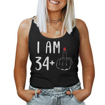 I Am 34 Plus 1 Middle Finger For A 35Th Birthday For Women Women Tank Top - Monsterry